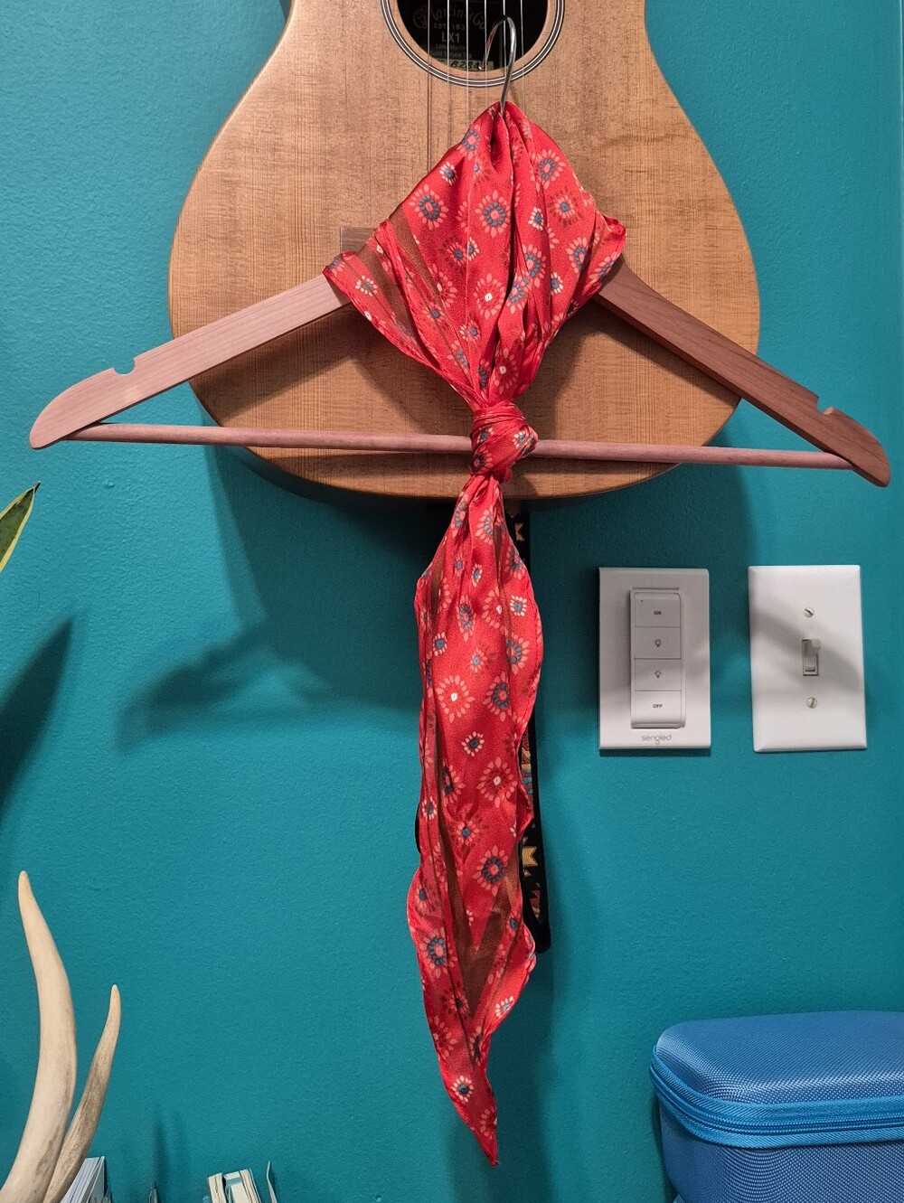 Red Silk Scarf - Vibrant Floral Geometric Print - Western Coastal Cowgirl